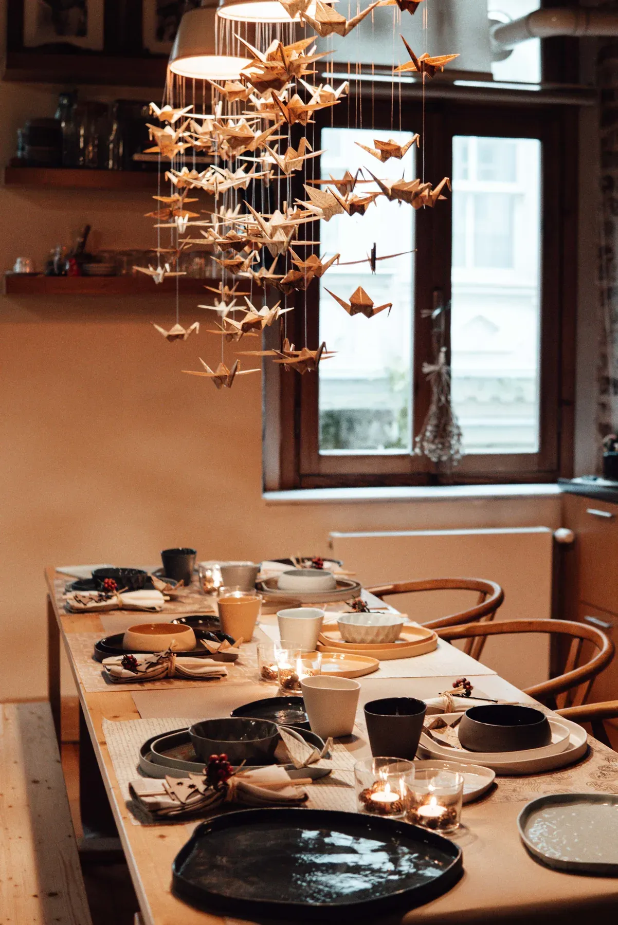 Rustic dining table with curved wooden chairs — reference image for the MEHMAAN farmhouse dining set